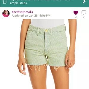 MOTHER Rainbow Choo Choo Lemon Drop High Waist Utility Fray Denim Shorts